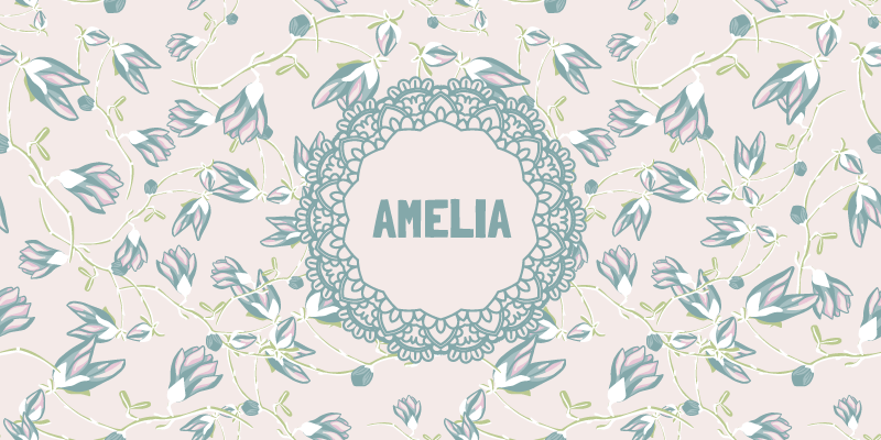 Tappeto vinile camera da letto disegno floreale con nome - TenStickers