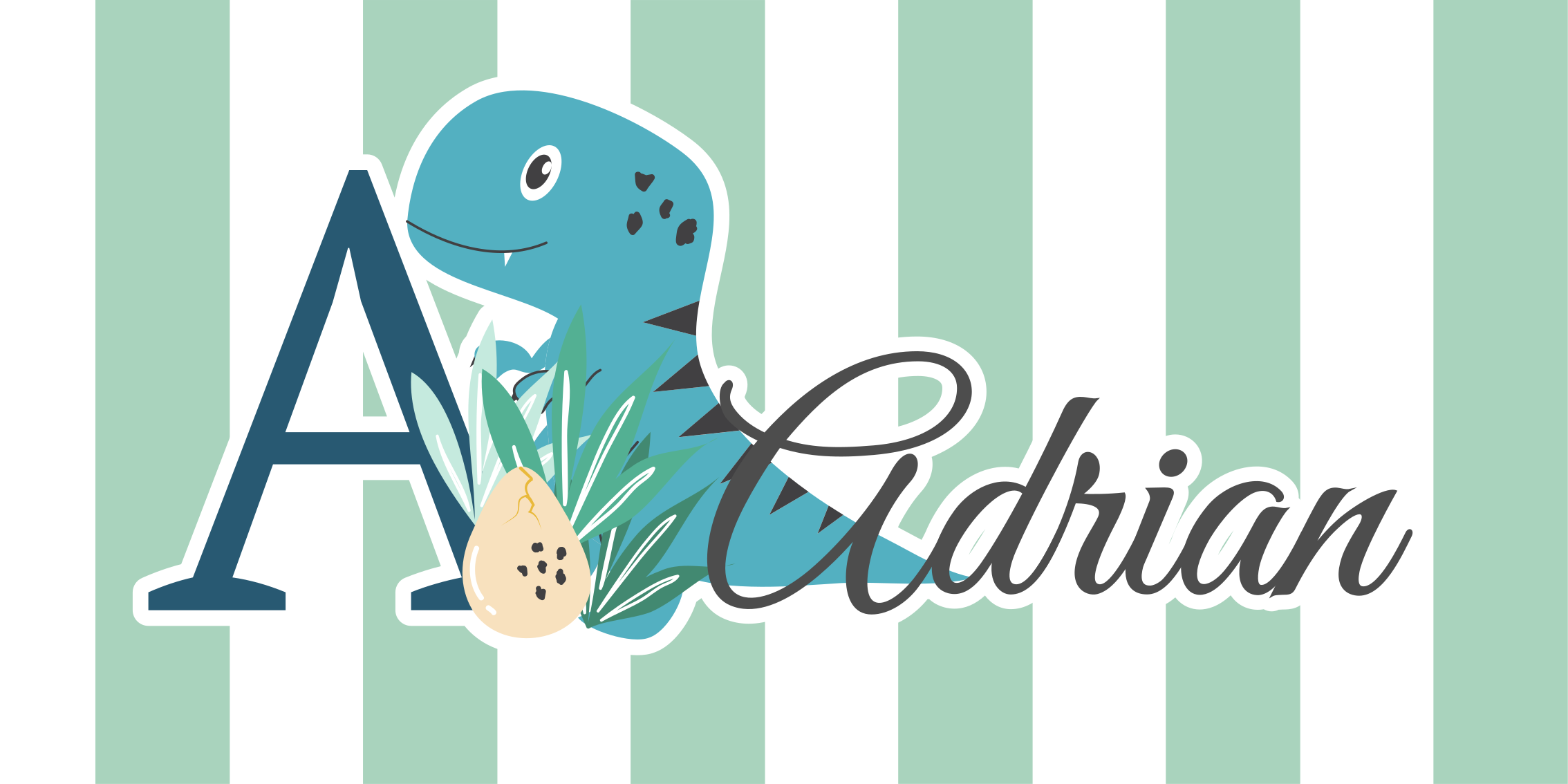 Tappeto vinile bebé cucciolo di rex con iniziale e nome - TenStickers