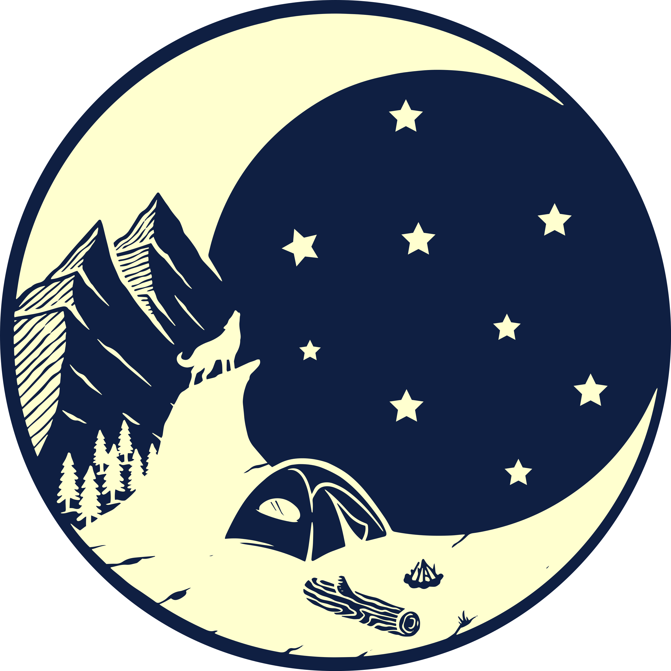 Tappeto vinile natura scena di campeggio al chiaro di luna - TenStickers