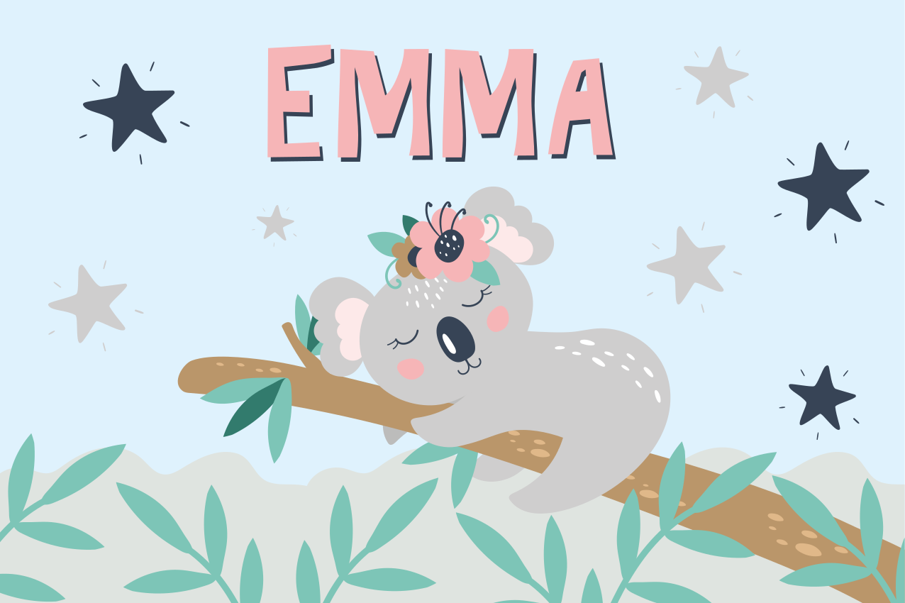 Tappeto vinile con nome notte dei koala - TenStickers