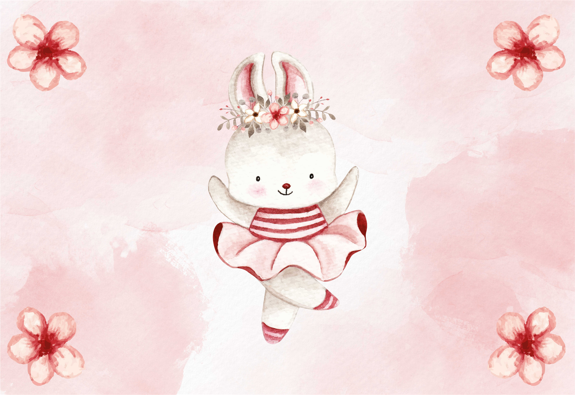 Tappeto vinile per bambini illustrazione coniglio balletto - TenStickers