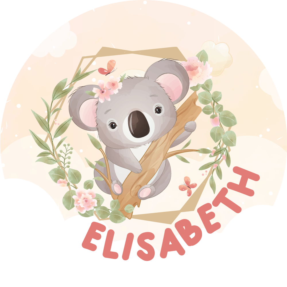 Tappeto vinile con nome arte adorabile di koala - TenStickers
