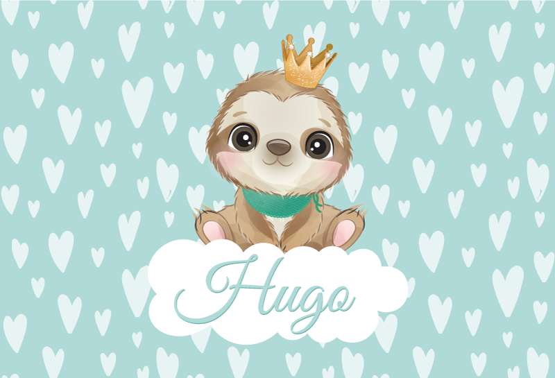 Tappeto vinile bebé bradipo cucciolo con nome - TenStickers