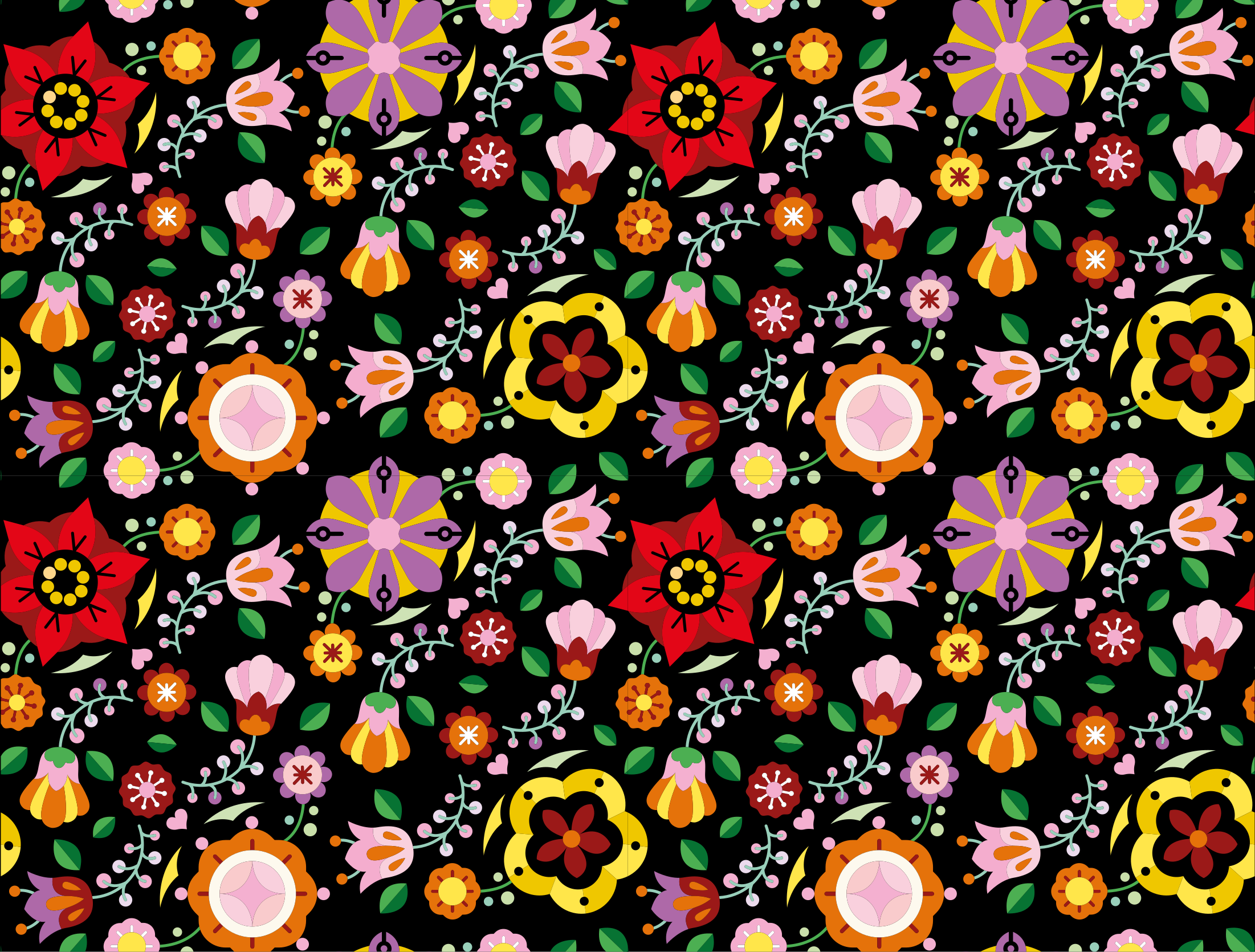 Tappeto vinile fiori brillante illustrazione botanica - TenStickers