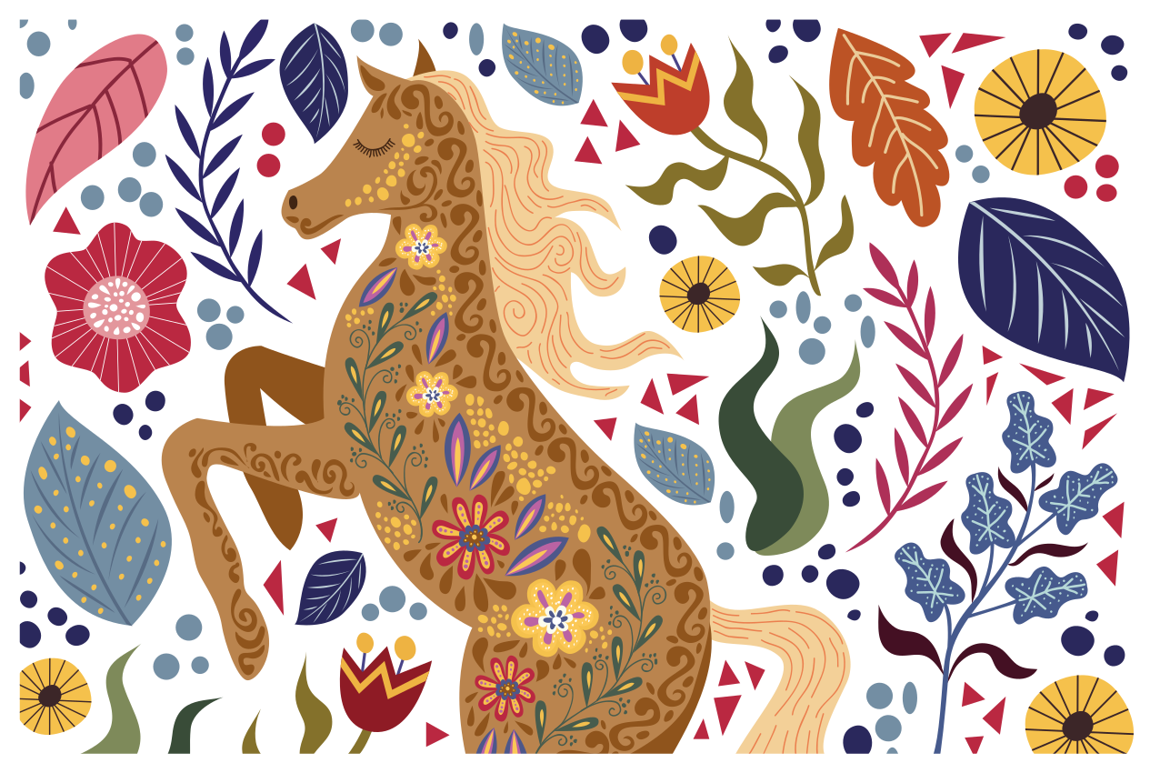 Tappeto vinile animali opera d'arte cavallo maestoso - TenStickers