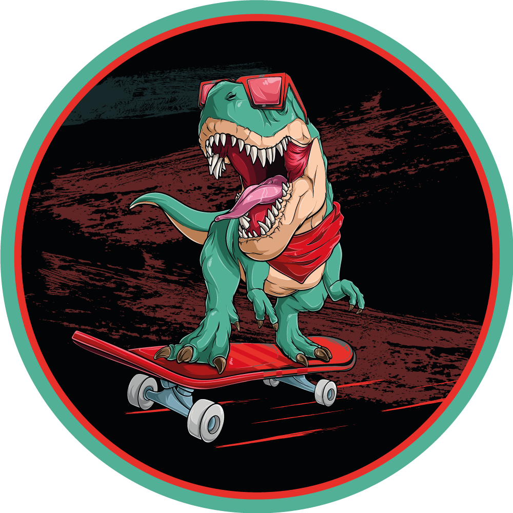 Tappeto vinile per ragazzi dinosauro sullo skateboard - TenStickers