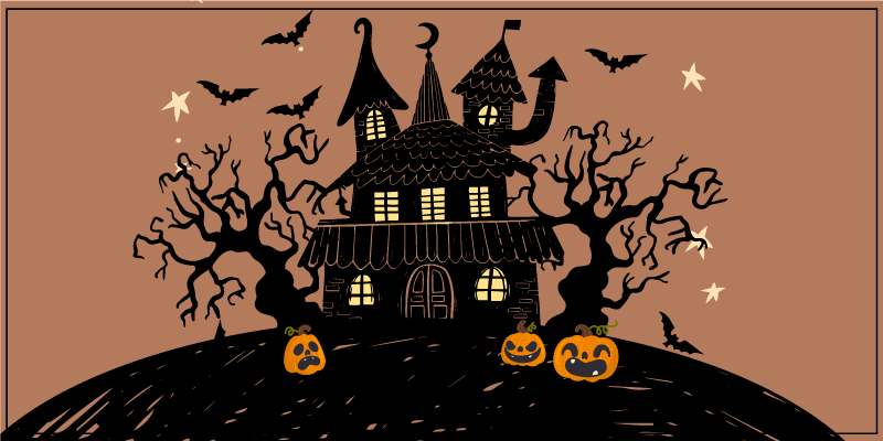 Tappeto vinile Halloween scena della casa infestata - TenStickers