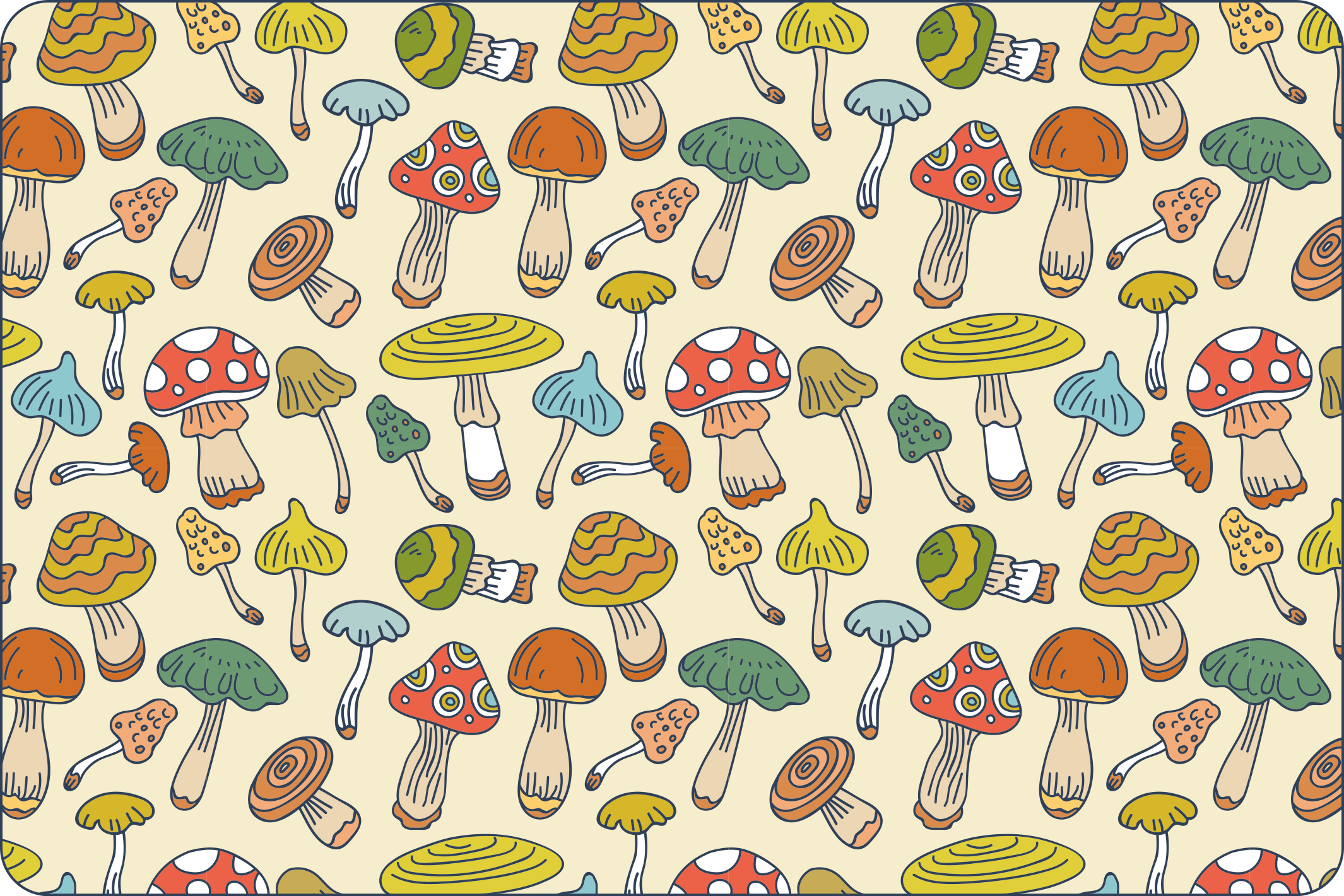 Tappeto pvc cucina illustrazione di funghi vivaci - TenStickers