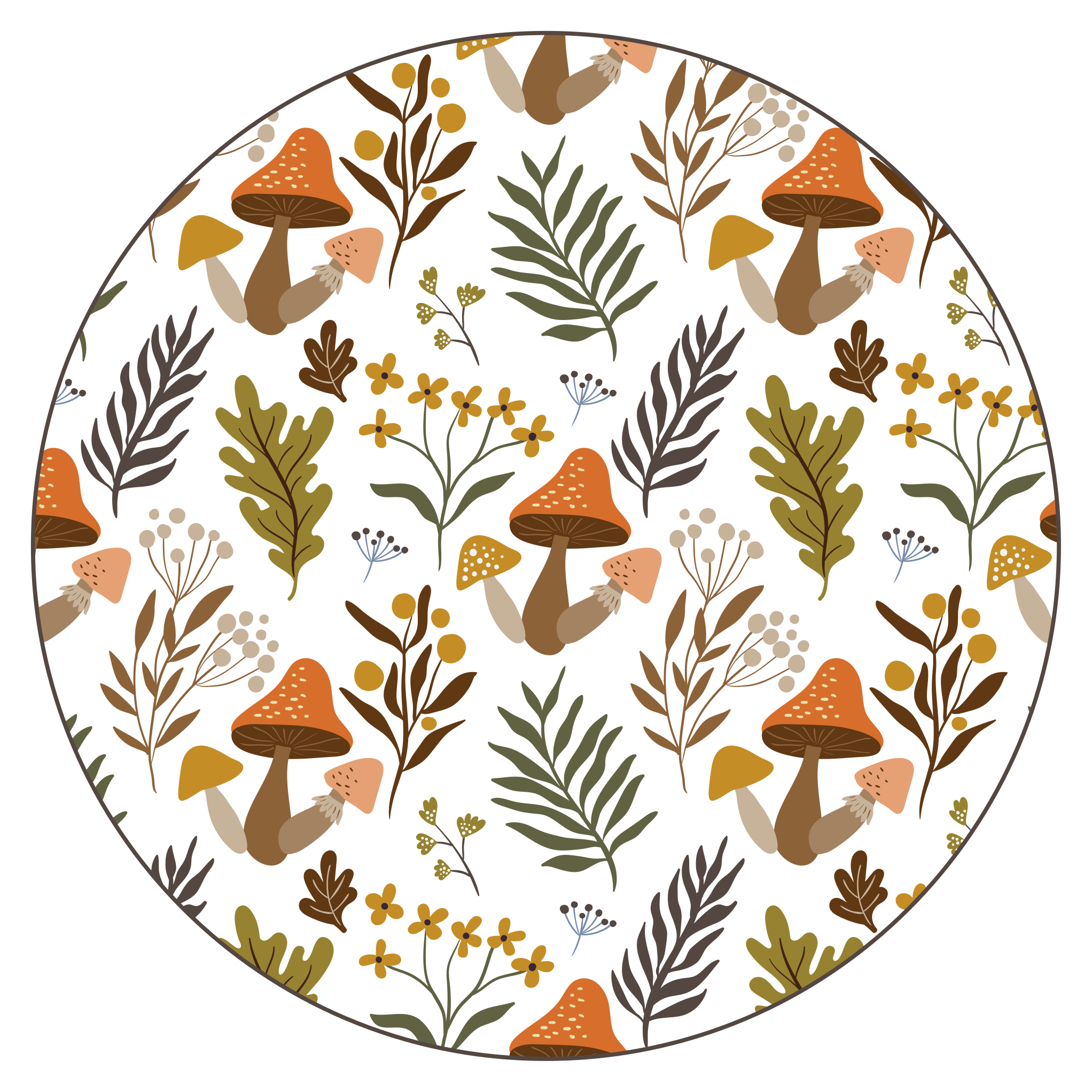 Tappeto vinile fiori delizioso motivo a fungo - TenStickers