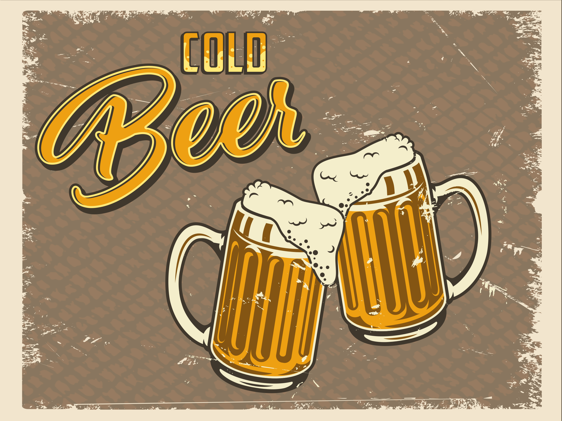 Tappeto vinile vintage boccali di birra fredda - TenStickers