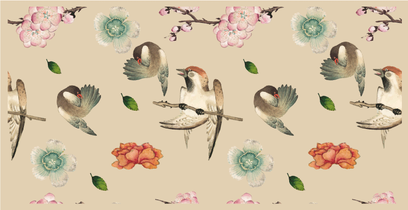 Tappeto vinile animali uccelli e fiori - TenStickers