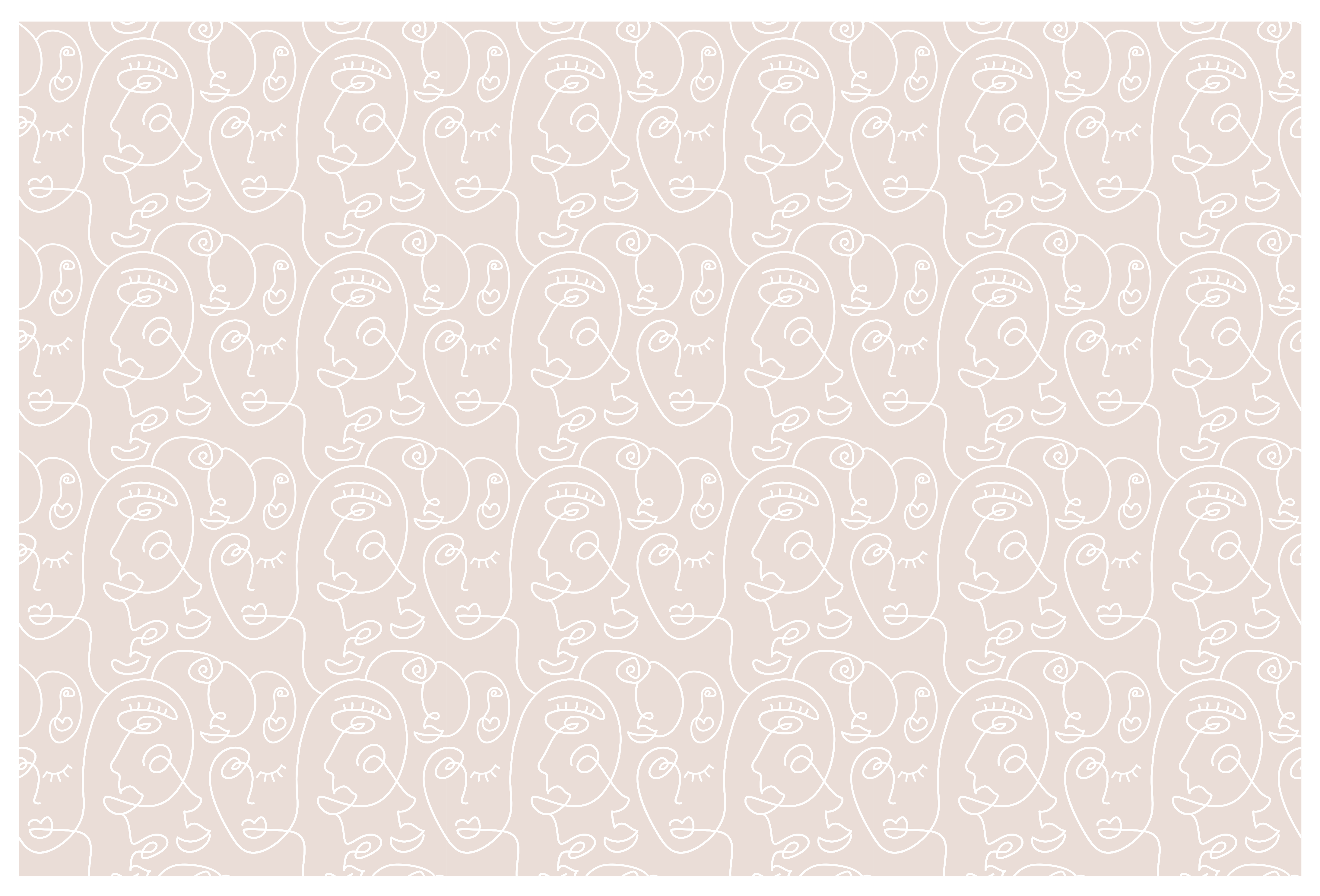 Tappeto vinile moderno volti dalle linee minimaliste - TenStickers