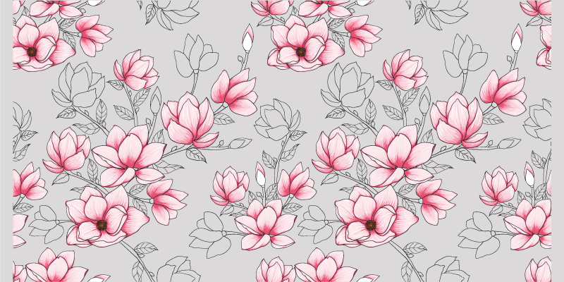 Tappeto vinile fiori motivo fiori rosa - TenStickers