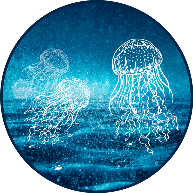 Tappeto vinile animali scena dell'oceano delle meduse - TenStickers