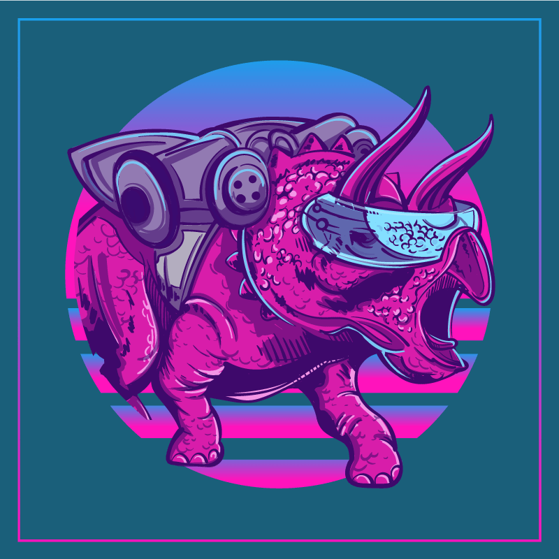 Tappeto vinile animali illustrazione rinoceronte cibernetico - TenStickers
