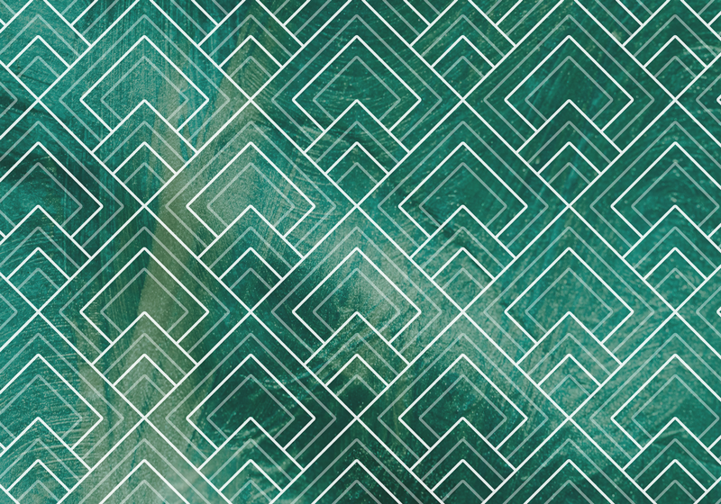 Tappeto vinile piastrelle chevron verde geometrico - TenStickers