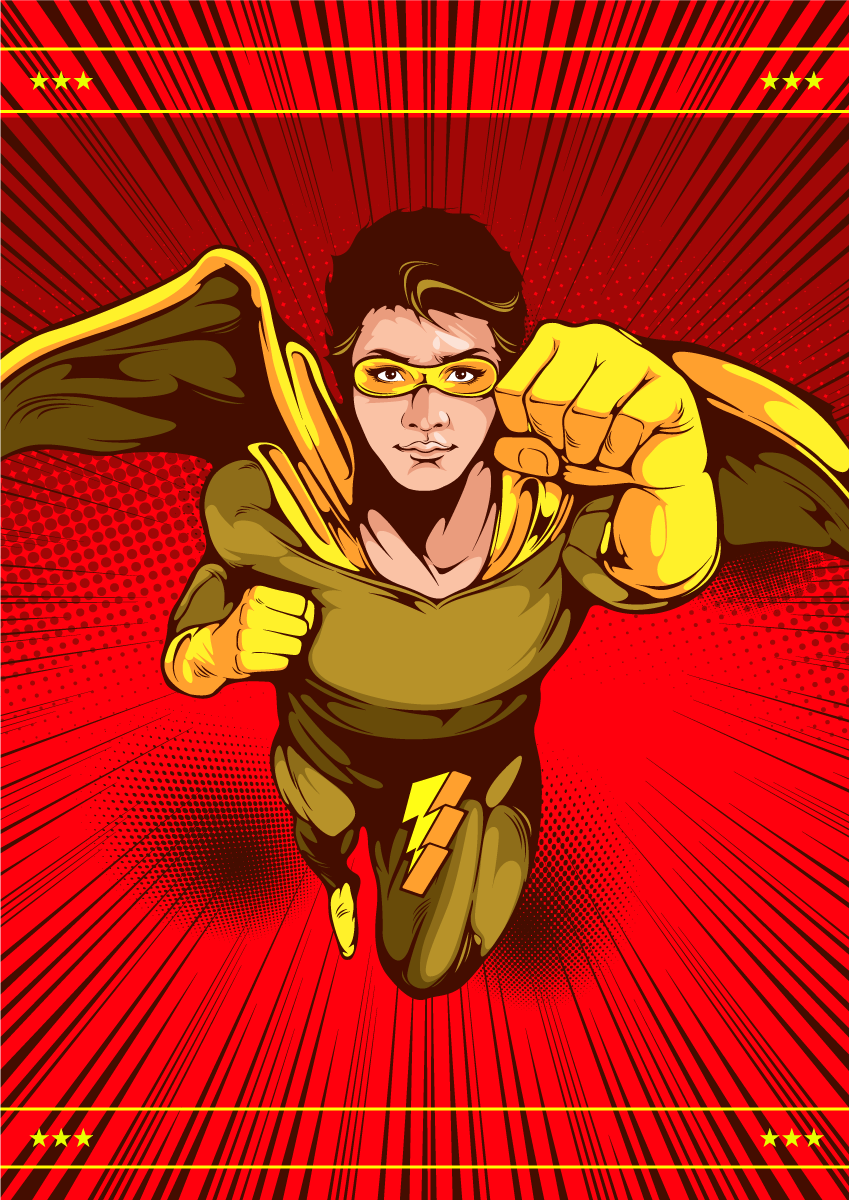 Tappeto vinile per bambini posa d'azione del supereroe - TenStickers