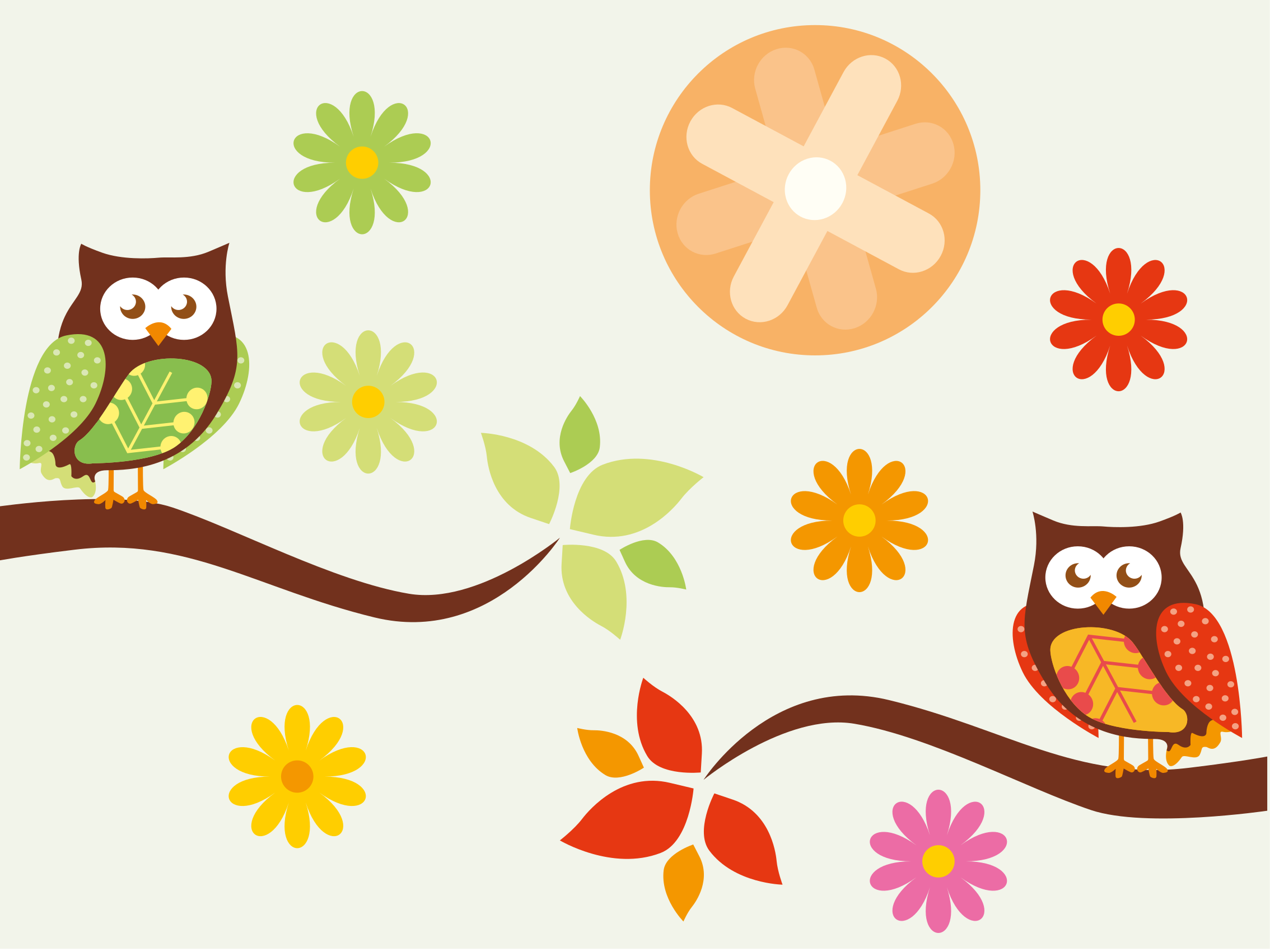 Tappeto vinile per bambini gufi colorati da vivaio - TenStickers