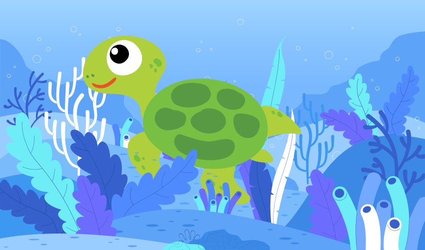 Tappeto in vinile per bambini seascape tartaruga - TenStickers