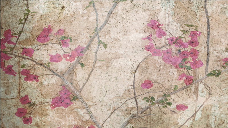 Tappeto vinile fiori sovrapposizione di rami di fiori - TenStickers