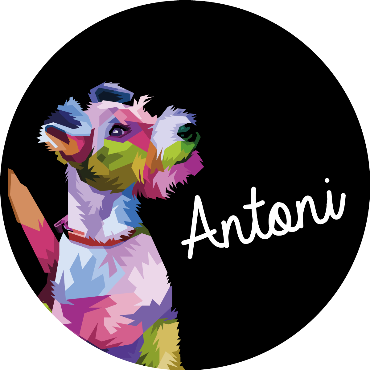 Tappeto vinile con nome ritratto canino colorato - TenStickers