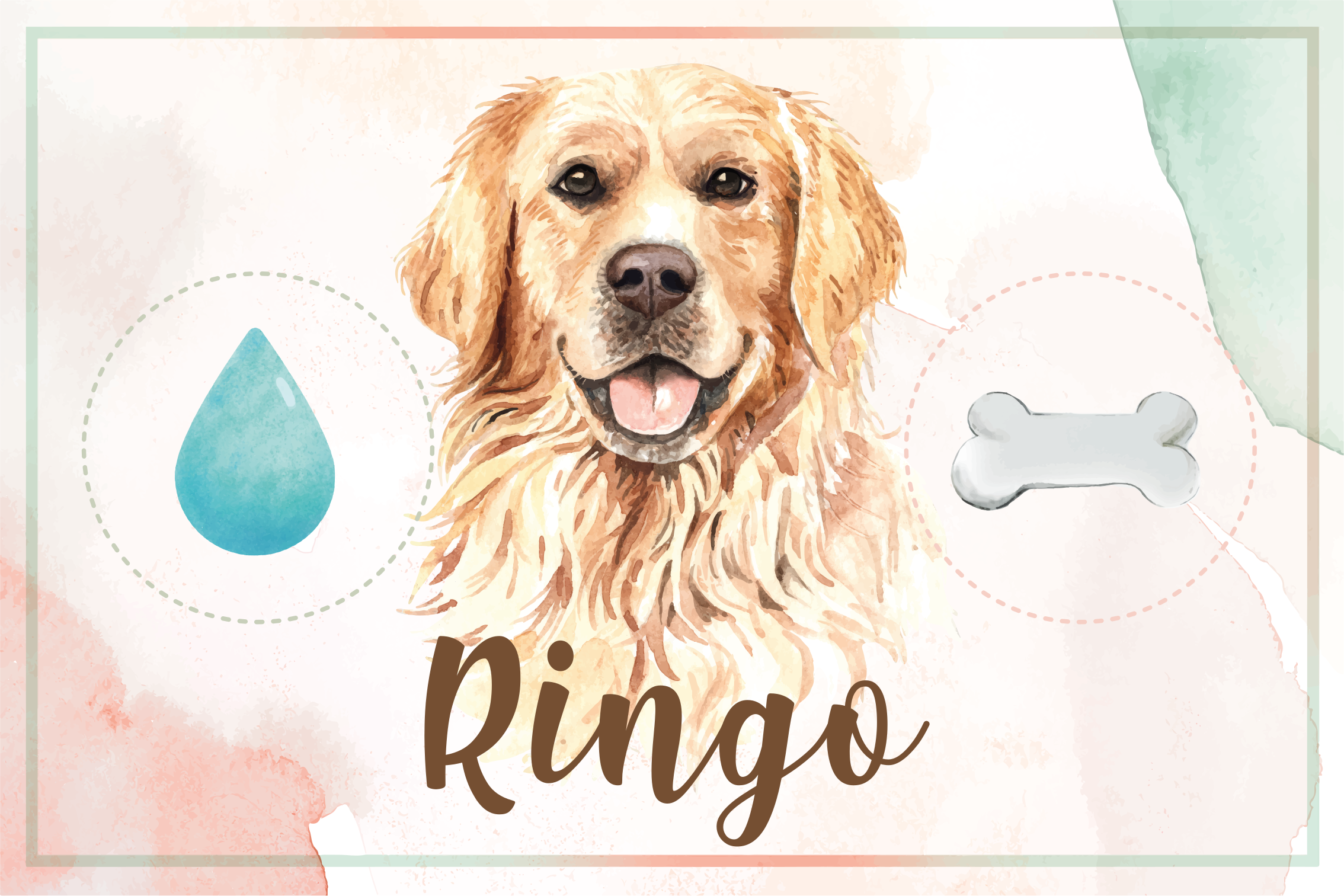 Tappeto in vinile Golden Retriever acqua e cibo - TenStickers