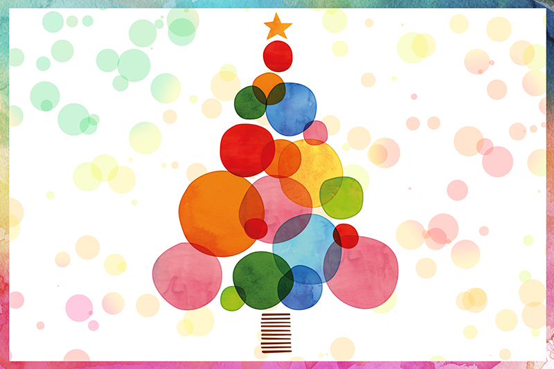 Pavimenti in Vinile Natalizi acquerello abete - TenStickers