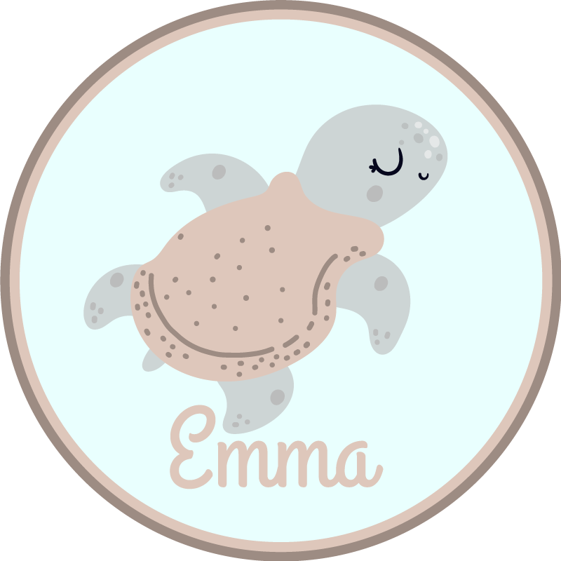 Tappeto vinile con nome tartaruga personalizzabile - TenStickers