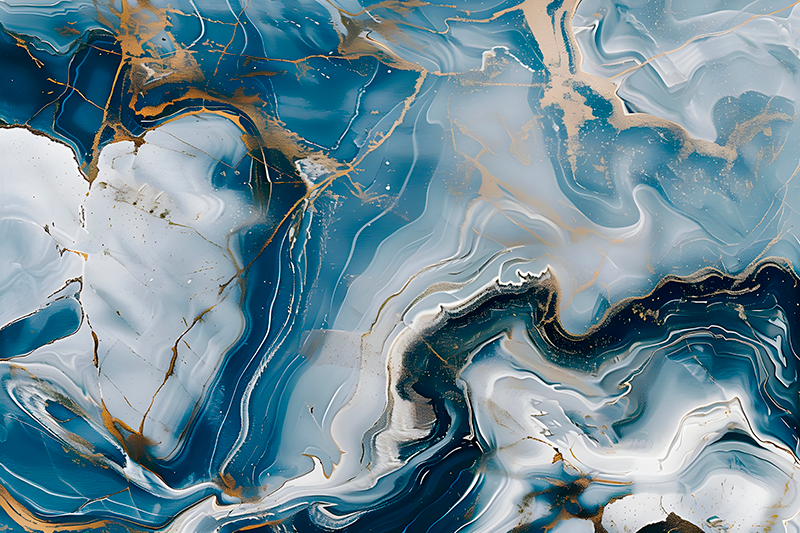 Tappeto vinile effetto marmo colori blu navy e bianco - TenStickers