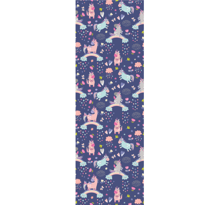 Carta da parati cameretta modelli di unicorno colorati - TenStickers