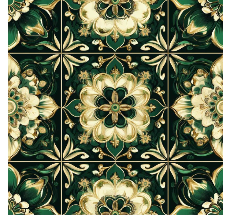 carta da parati cucina tessere di mosaico botanico - TenStickers