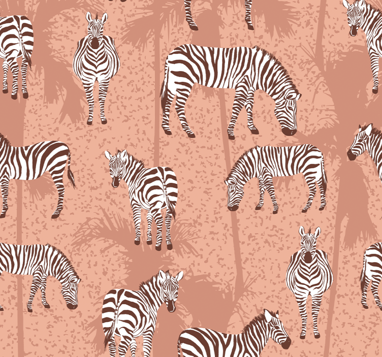 Carta da parati zebra e palme marroni - TenStickers
