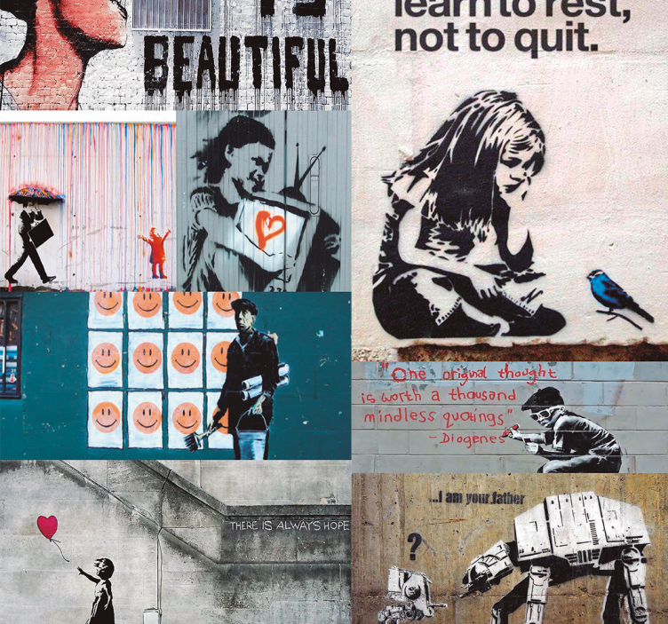 Carta da parati artistica banksy collage - TenStickers