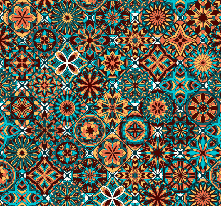 Carta da parati ornamentale mosaico colorato - TenStickers