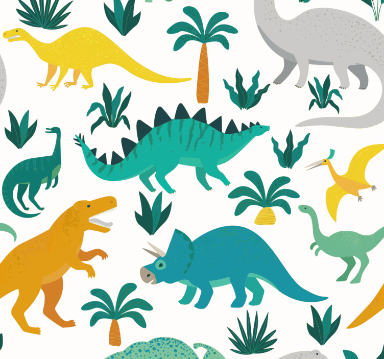 Carta da parati bambini Dinosauri con alberi - TenStickers