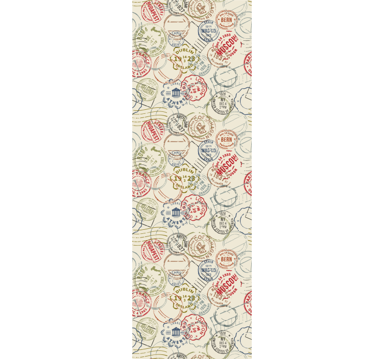 Carta da parati città collage di francobolli di viaggio - TenStickers