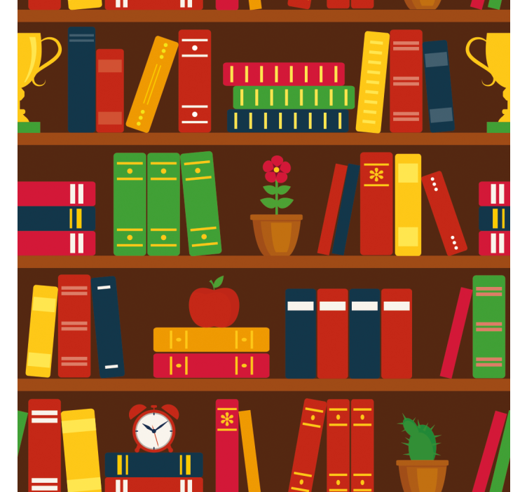 carta da parati ufficio motivo della biblioteca - TenStickers