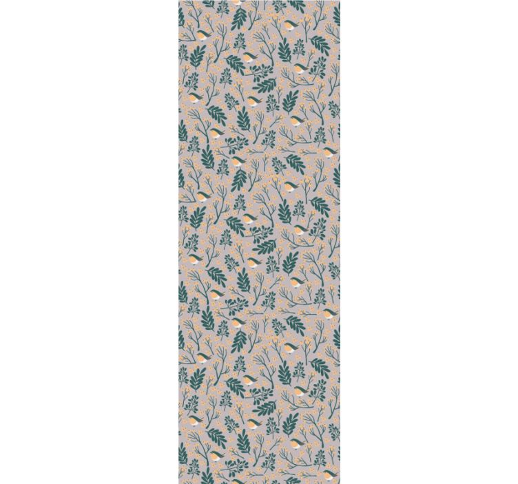 Carta da parati natura modello di fogliame di uccelli - TenStickers