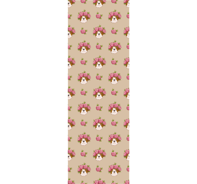 carta da parati cani motivo floreale canino - TenStickers