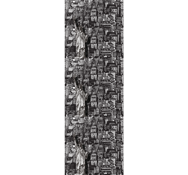 Carta da parati città collage urbano della statua - TenStickers