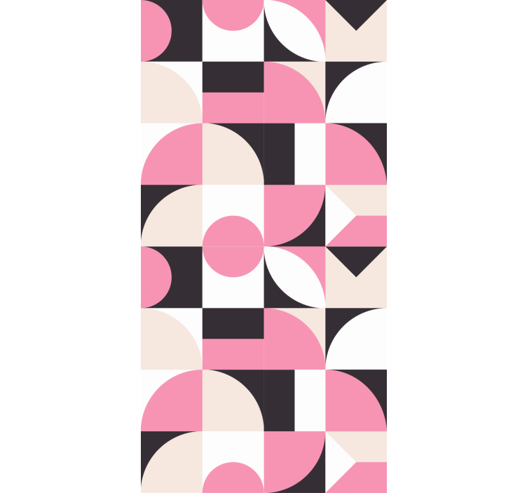 Carta da parati geometrica modello moderno rosa e nero - TenStickers