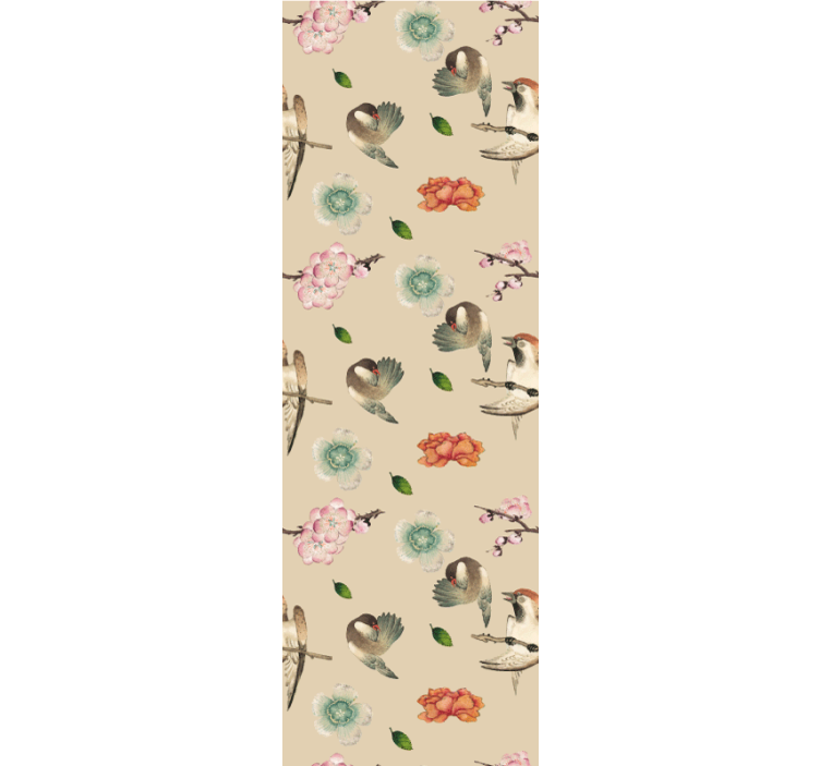 Carta da parati floreale fiori di uccelli affascinanti - TenStickers