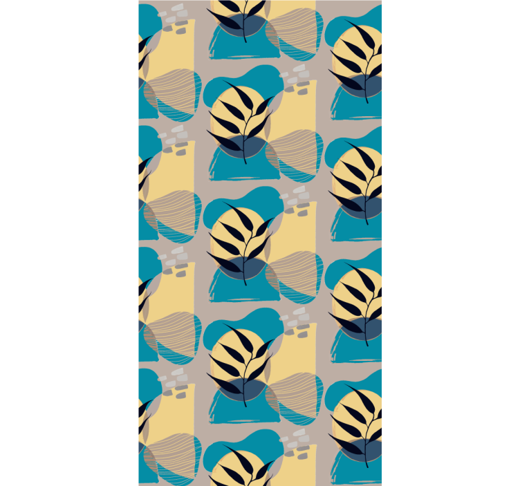 Carta da parati floreale motivo a foglia stilizzata - TenStickers