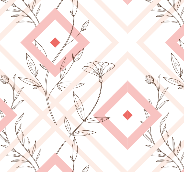 Carta da parati soggiorno forme di diamanti floreali - TenStickers