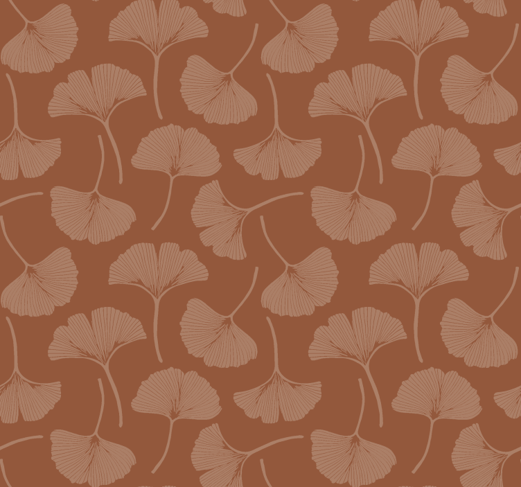 Carta da parati terracotta foglie di ginkgo - TenStickers