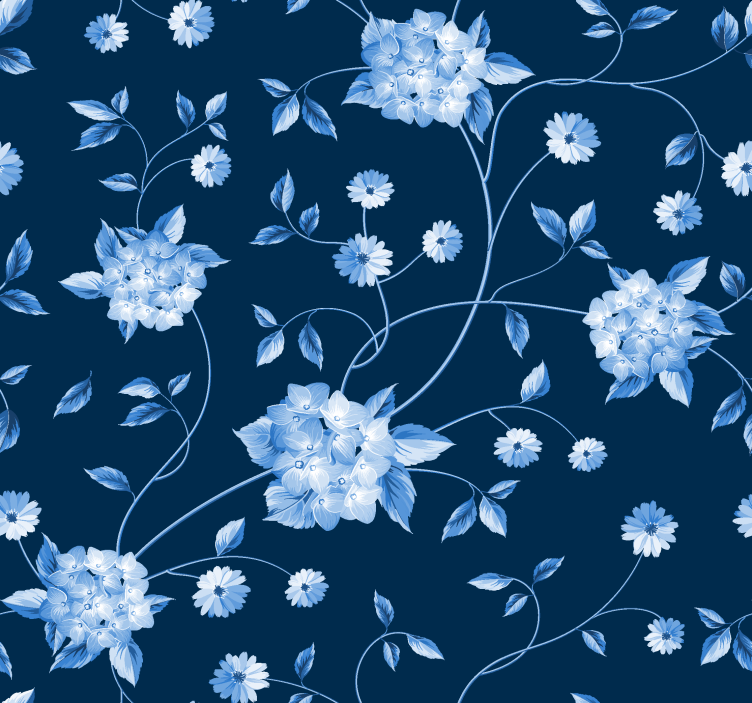 Carta da parati blu navy steli dei fiori - TenStickers