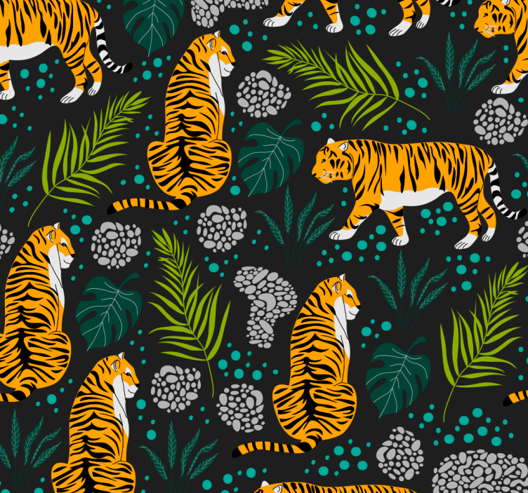 Carta da parati animali motivo tigre tropicale - TenStickers