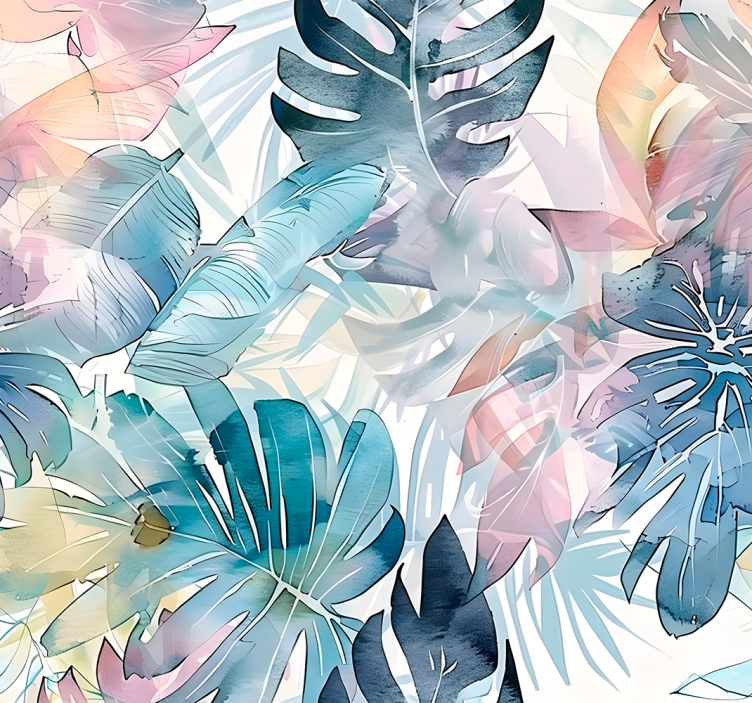 Carta da parati foglie grandi foglie disegnate - TenStickers