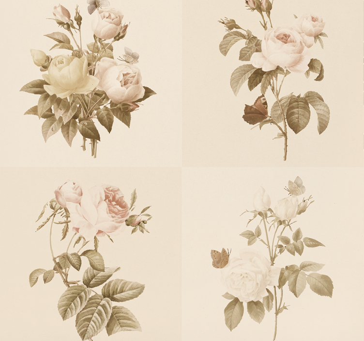 Carta da parati ingresso design di piastrelle floreali - TenStickers