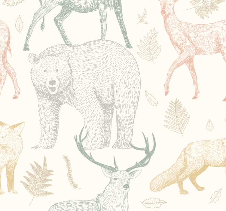 Carta da parati animali design minimalista della foresta - TenStickers